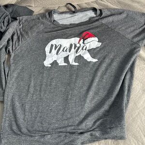 Gray Mama Bear Pajama Top